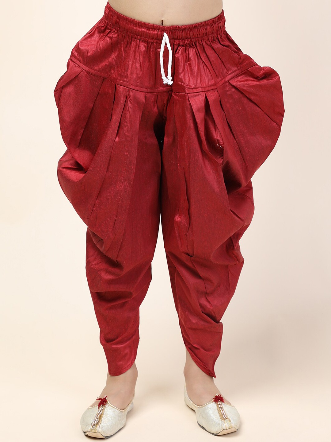

NAMASKAR Boys Gathers and Pleated Detail Silk Patiala, Maroon
