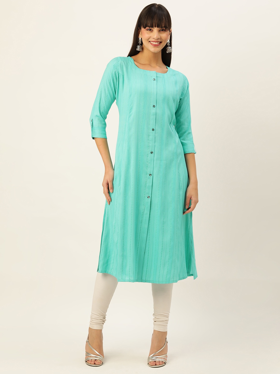 

ZOLA Women Striped Regular Kurta, Blue