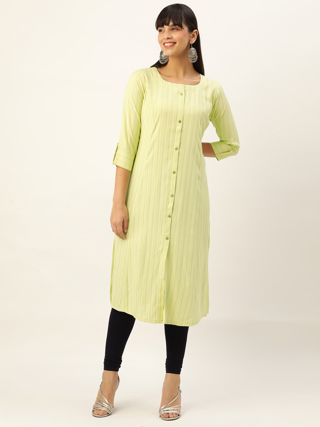 

ZOLA Striped Regular Kurta, Green
