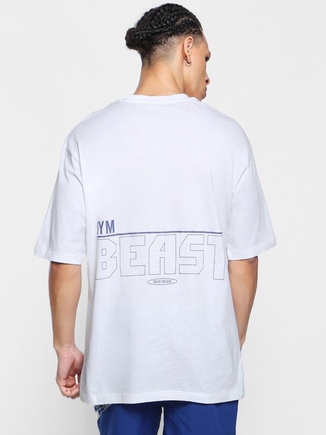

Bewakoof Men Typography Printed Loose Cotton T-shirt, White