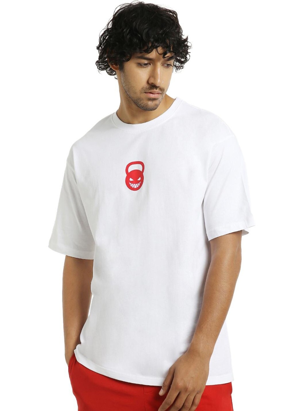 

Bewakoof Men Cotton Loose T-shirt, White
