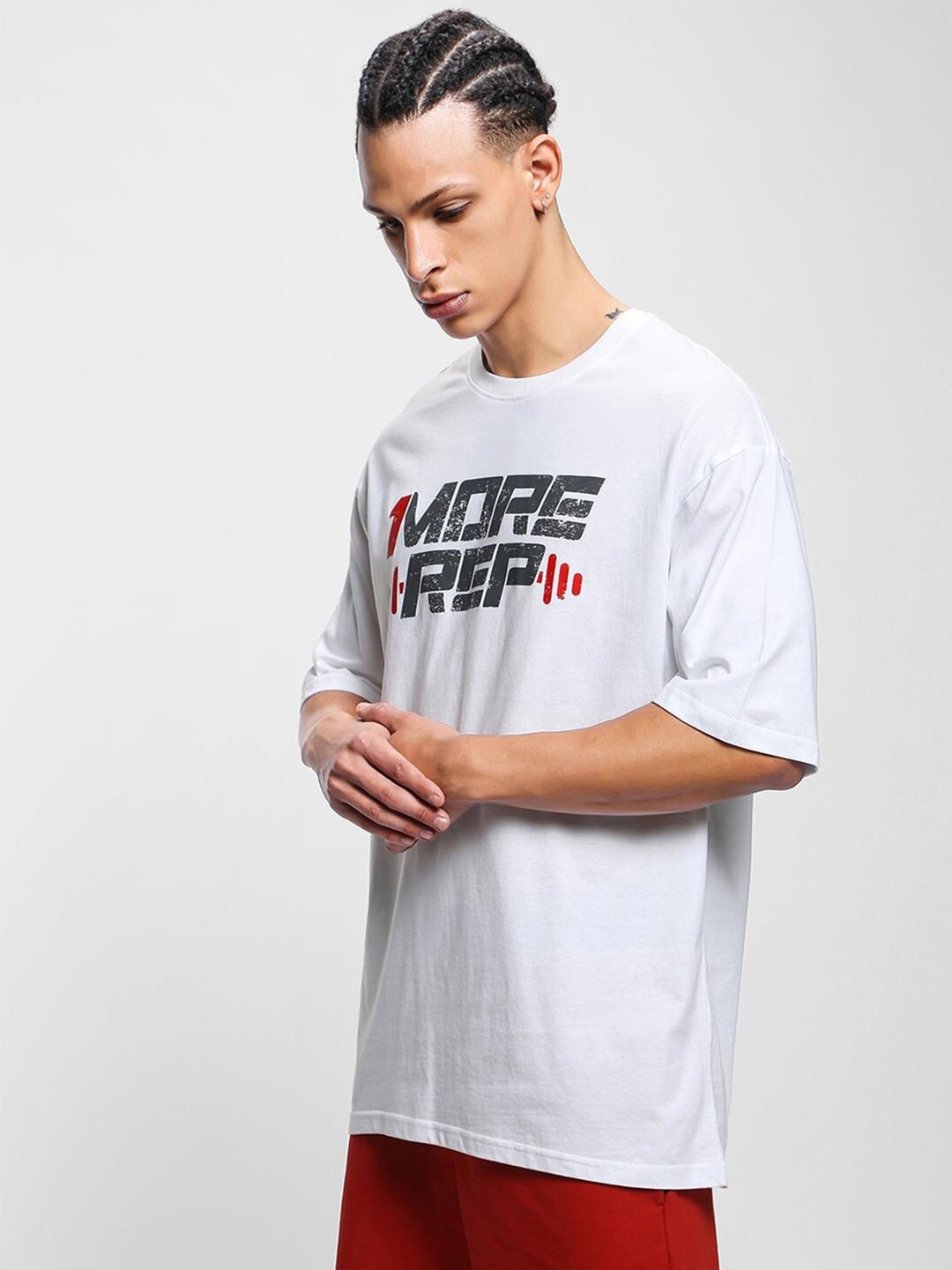 

Bewakoof Men Cotton Typography Printed Loose T-shirt, White