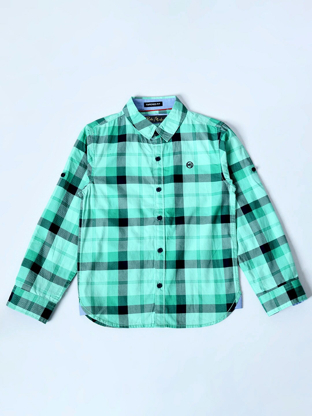 

Bella Moda Boys Comfort Tartan Checked Pure Cotton Casual Shirt, Green