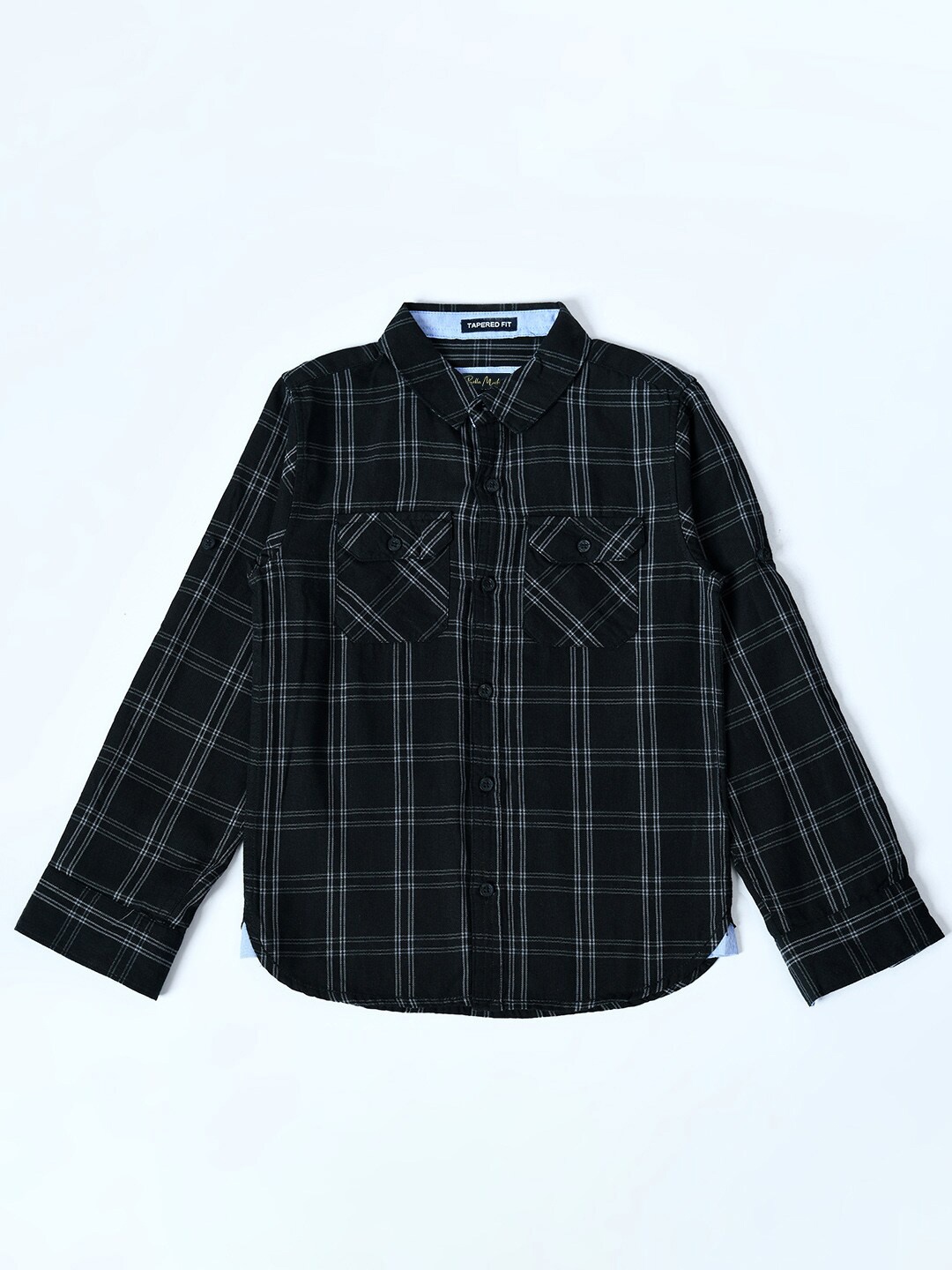 

Bella Moda Boys Comfort Tartan Checked Pure Cotton Casual Shirt, Black