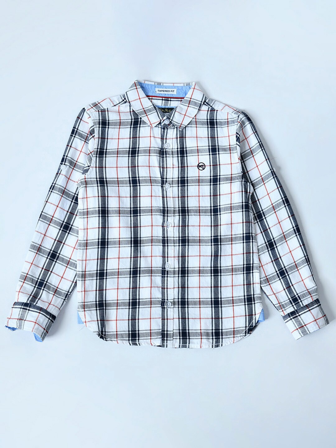 

Bella Moda Boys Comfort Tartan Checked Pure Cotton Casual Shirt, White