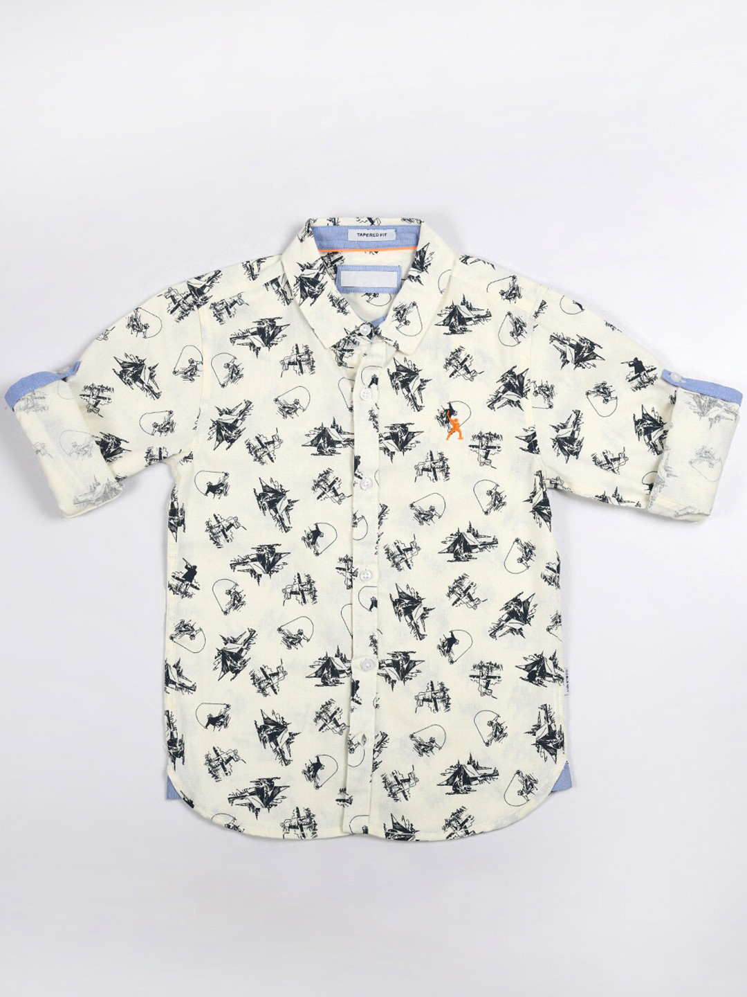 

Bella Moda Boys Comfort Floral Printed Casual Pure Cotton Shirt, White