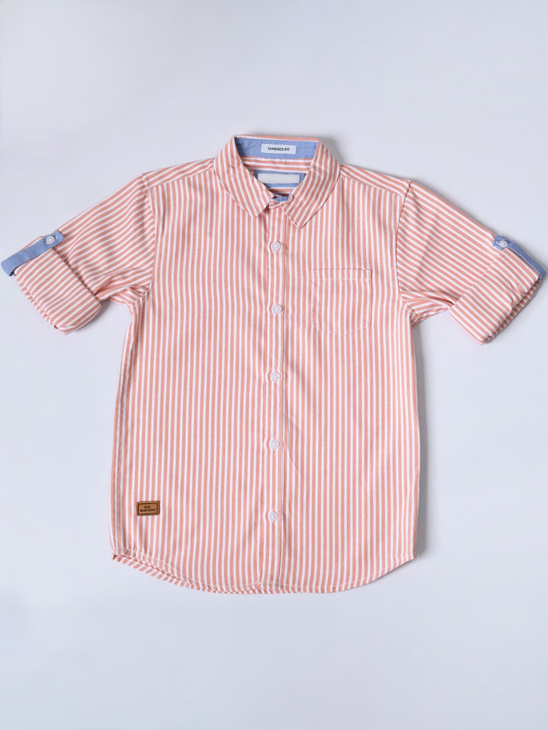 

Bella Moda Boys Comfort Bengal Stripes Striped Casual Pure Cotton Shirt, Peach