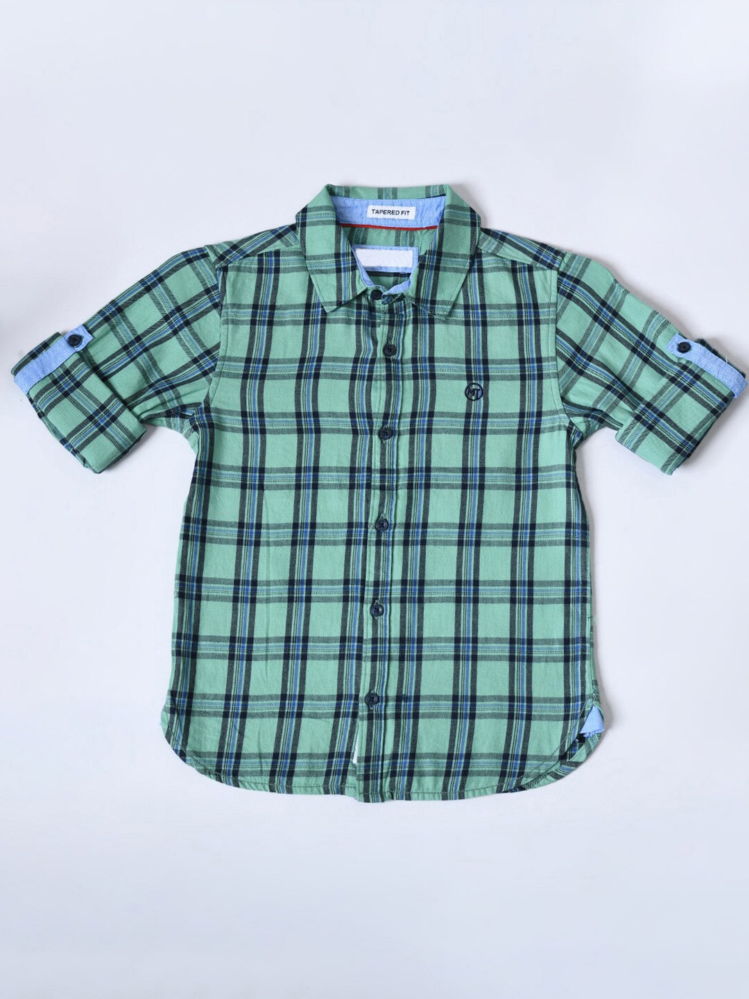 

Bella Moda Boys Comfort Tartan Checked Casual Cotton Shirt, Green