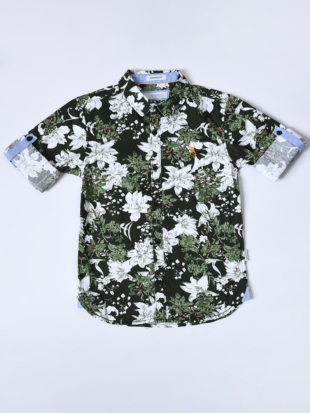 

Bella Moda Boys Comfort Floral Printed Casual Pure Cotton Shirt, Green