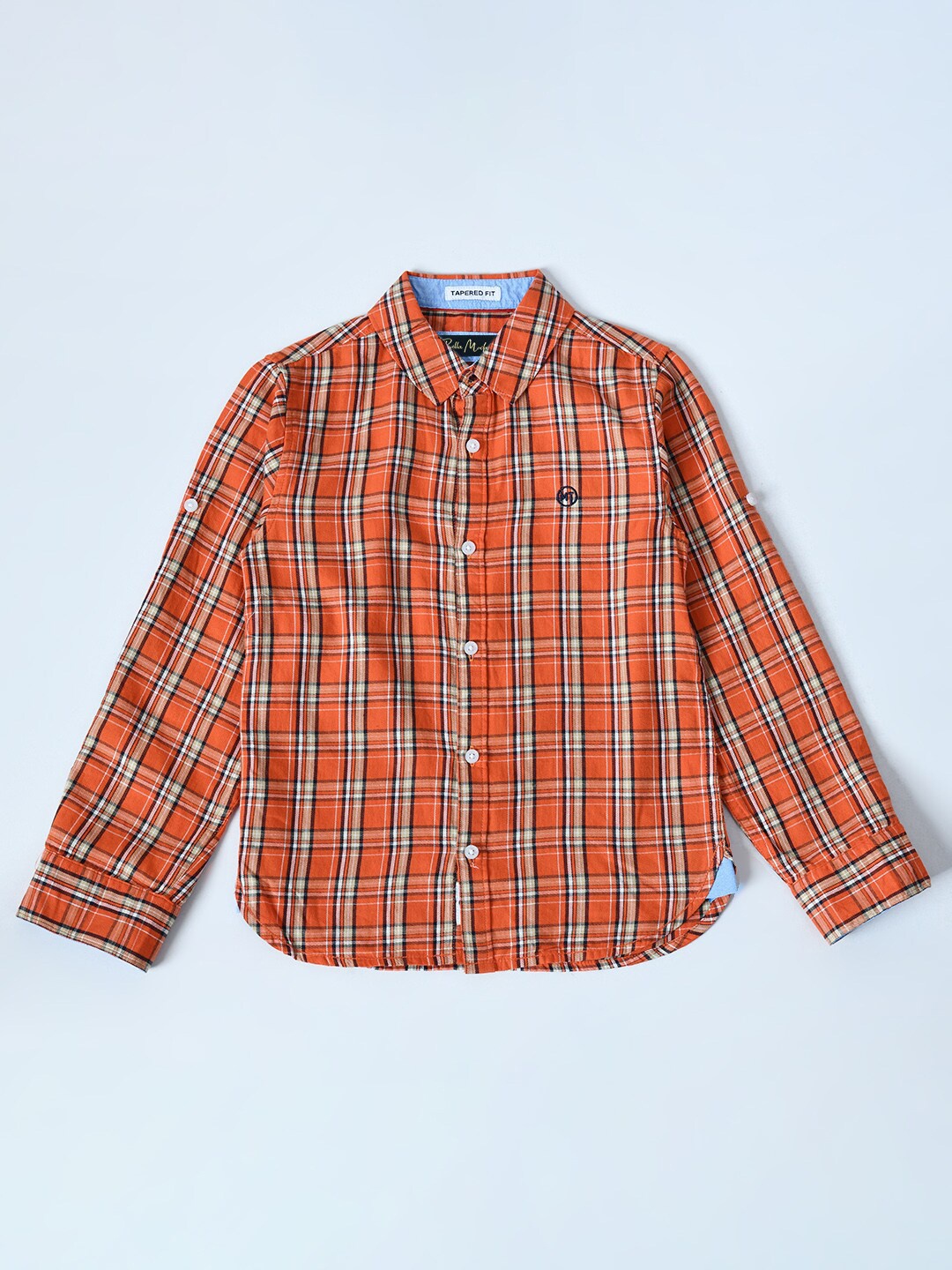 

Bella Moda Boys Comfort Tartan Checked Casual Cotton Shirt, Orange