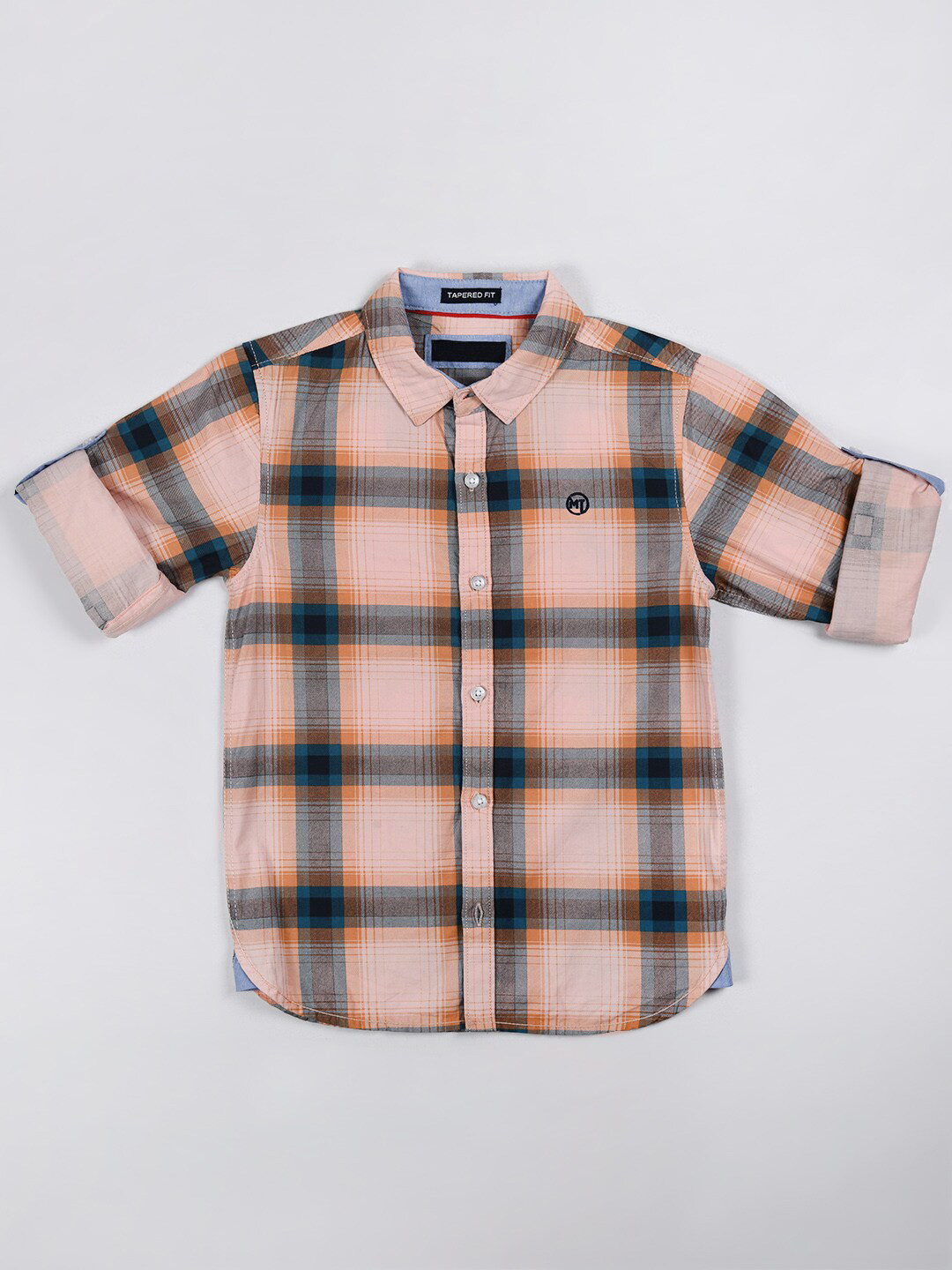 

Bella Moda Boys Comfort Tartan Checked Casual Shirt, Peach