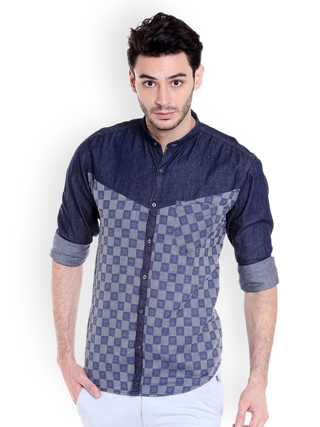 

Campus Sutra Men Blue Regular Fit Printed Casual Shirt