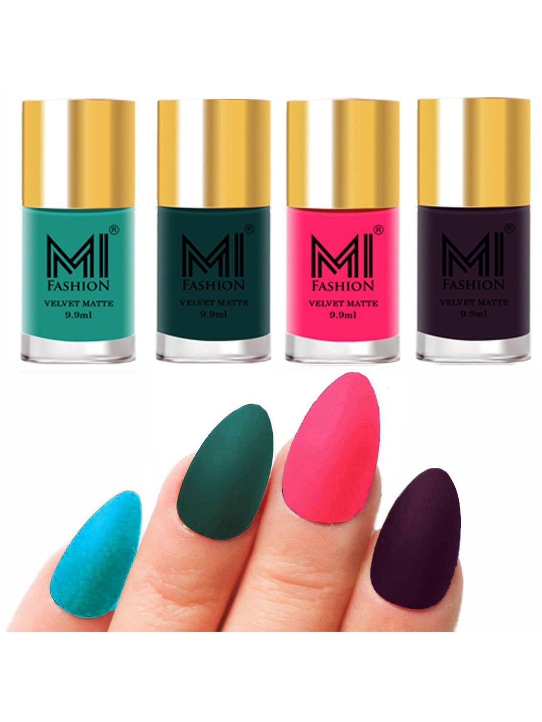 

MI FASHION Set Of 4 Velvet Matte Long Lasting Nail Polish - 9.9ml Each, Pink