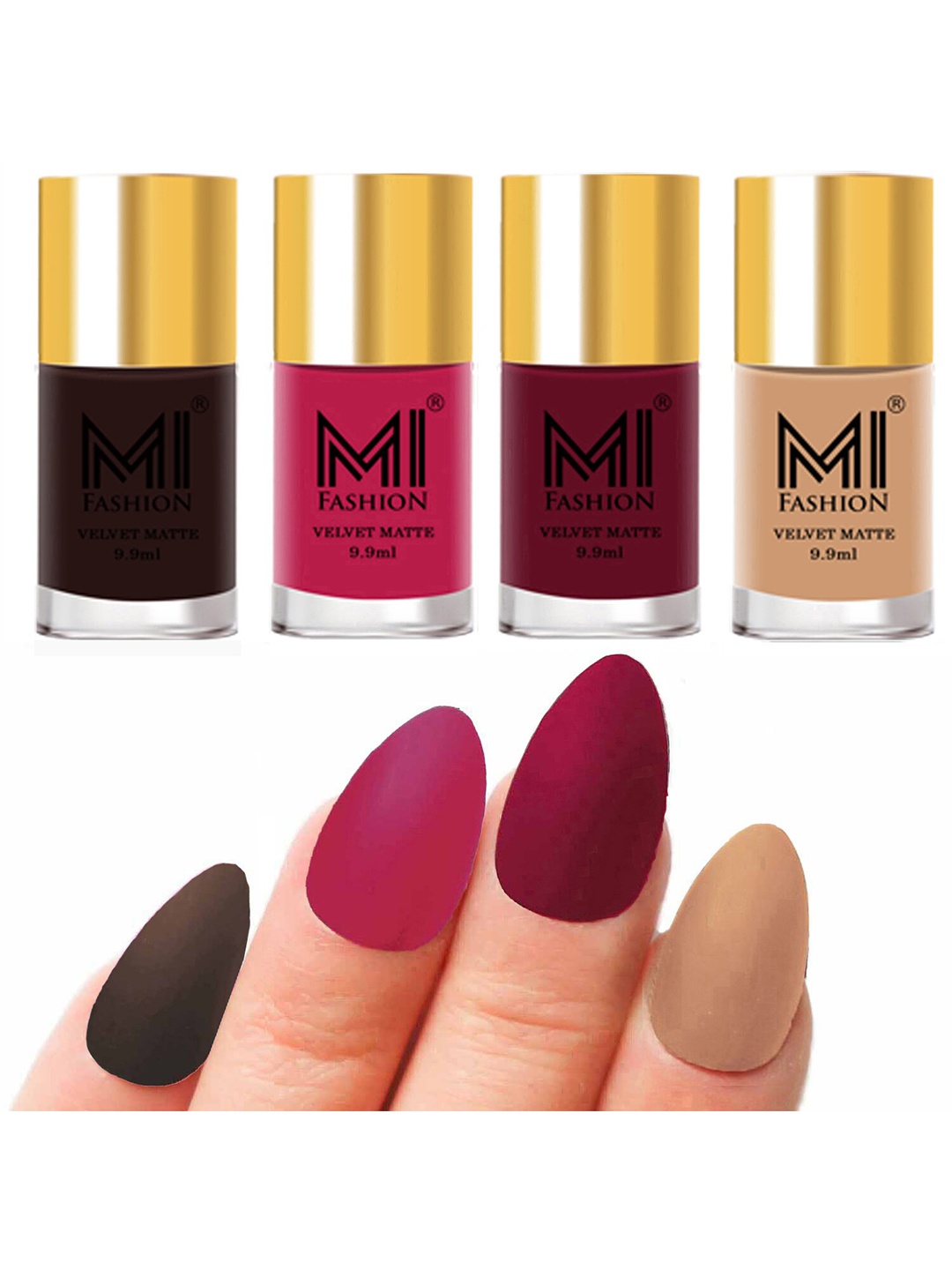 

MI FASHION Set Of 4 Velvet Matte Long Lasting Nail Polish - 9.9ml Each, Nude