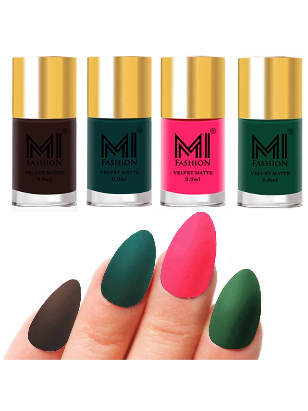 

MI FASHION Set Of 4 Velvet Matte Long Lasting Nail Polish - 9.9ml Each, Brown
