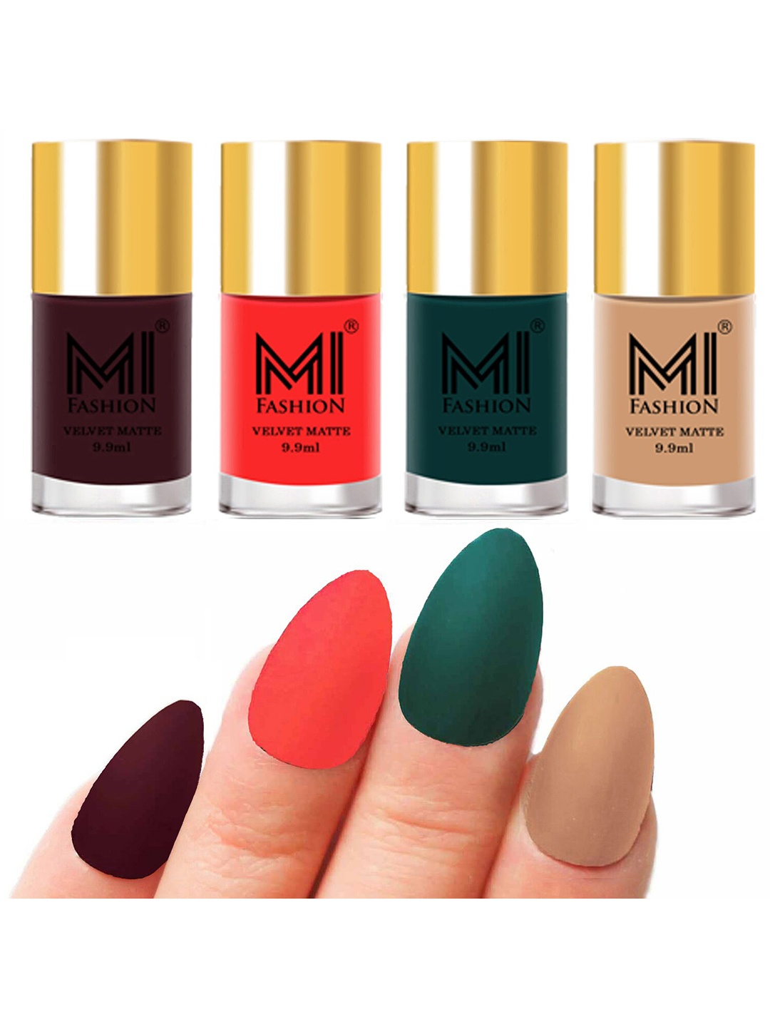 

MI FASHION Set Of 4 Velvet Matte Long Lasting Nail Polish - 9.9ml Each, Nude