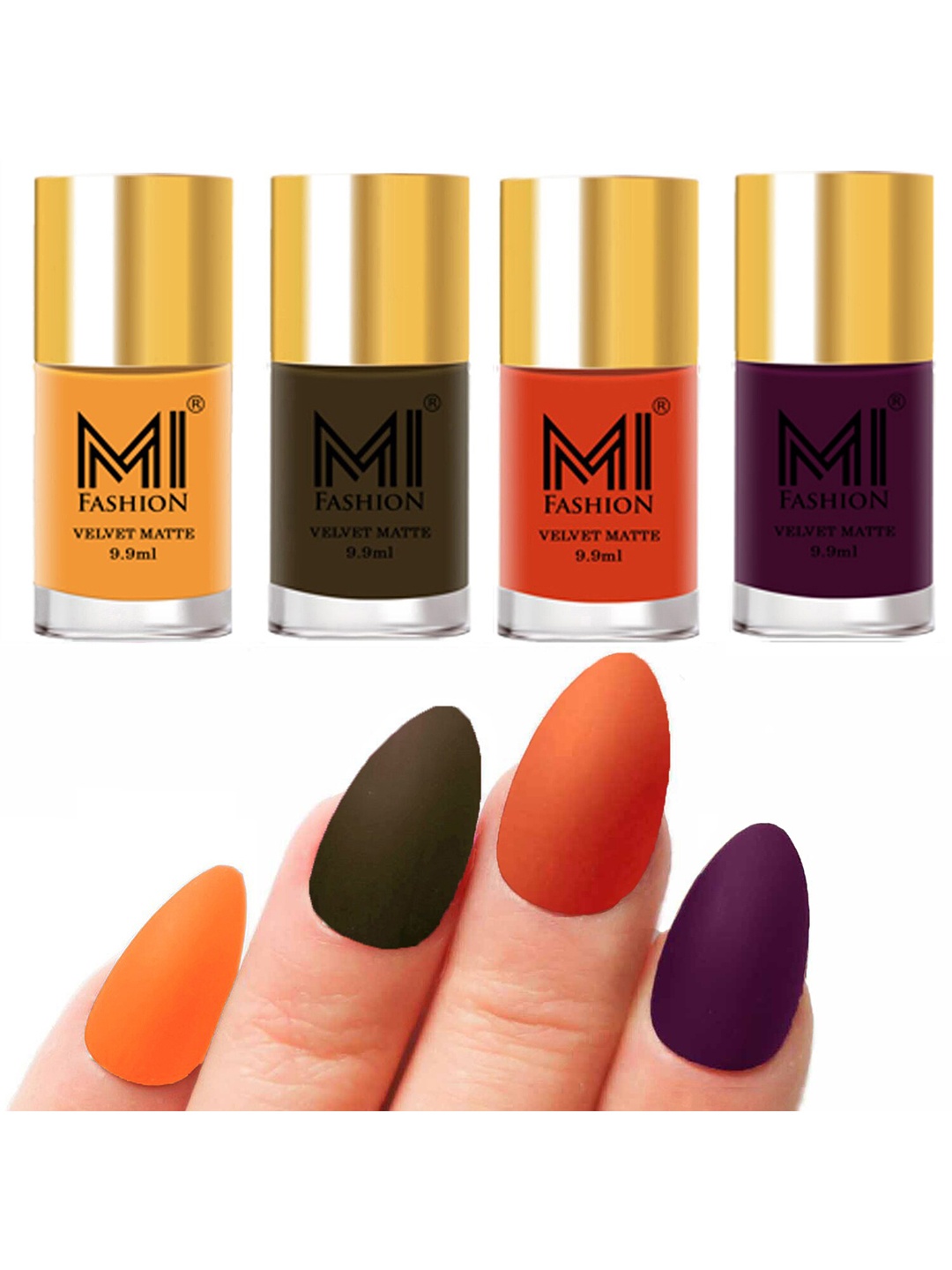 

MI FASHION Set Of 4 Velvet Matte Long Lasting Nail Polish - 9.9ml Each, Brown