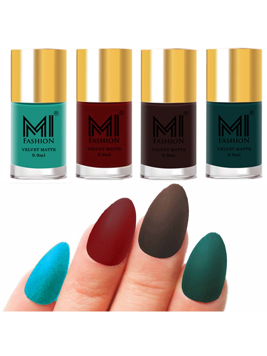 

MI FASHION Set Of 4 Velvet Matte Long Lasting Nail Polish - 9.9ml Each, Brown