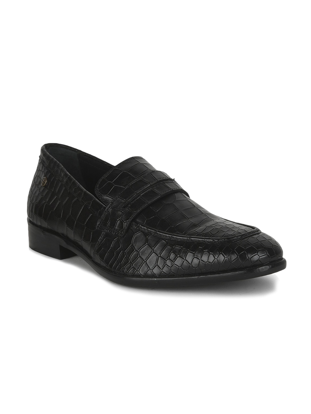 

Liberty Men Textured Leather Formal Loafers, Black