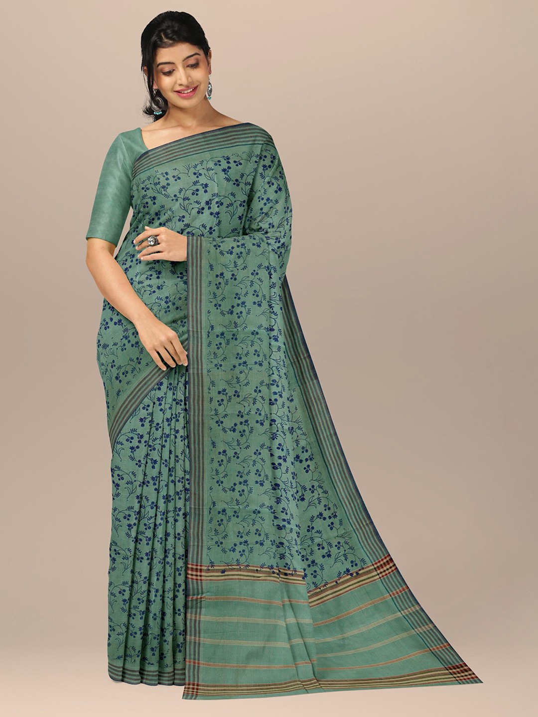 

APCO Ethnic Motifs Pure Cotton Saree, Green