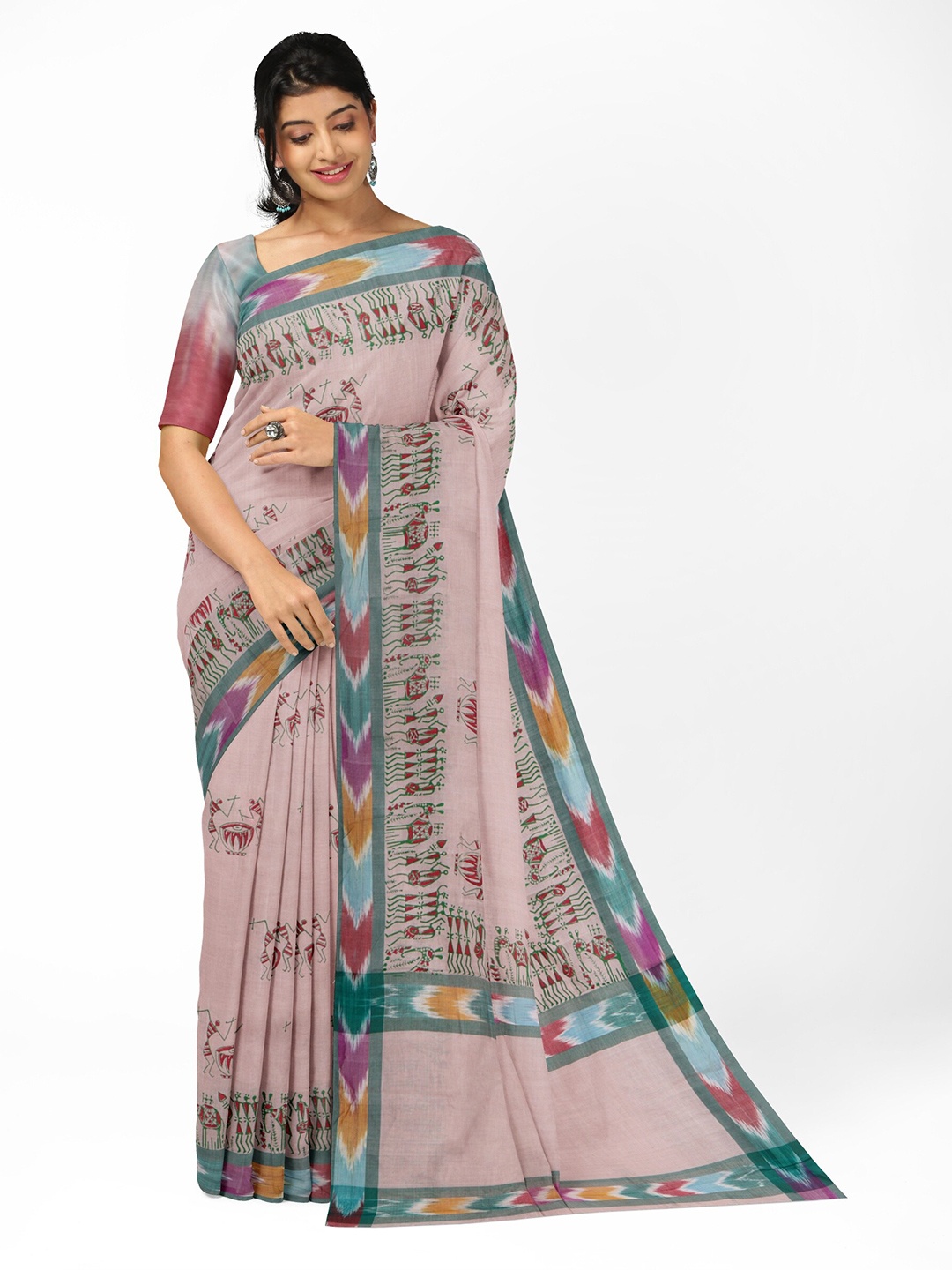 

APCO Ethnic Motifs Pure Cotton Saree, Green