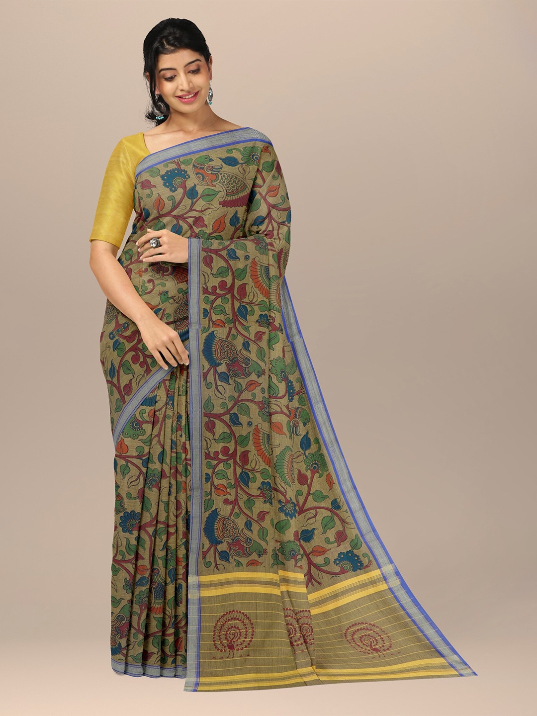 

APCO Ethnic Motifs Pure Cotton Saree, Green