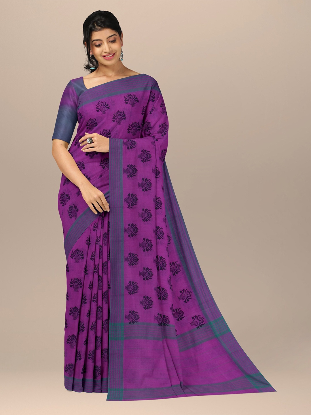 

APCO Ethnic Motifs Pure Cotton Saree, Violet