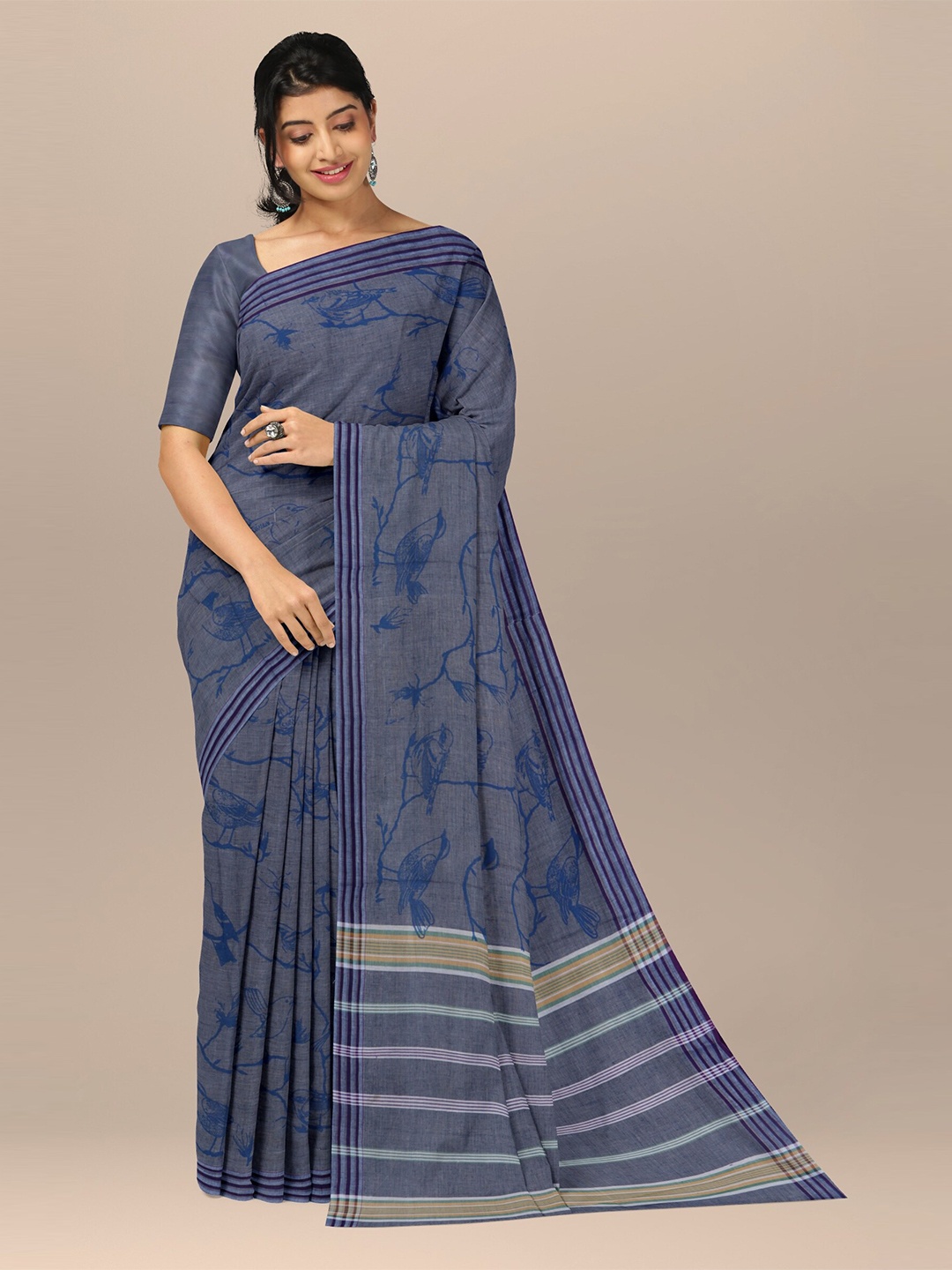 

APCO Ethnic Motifs Pure Cotton Saree, Blue
