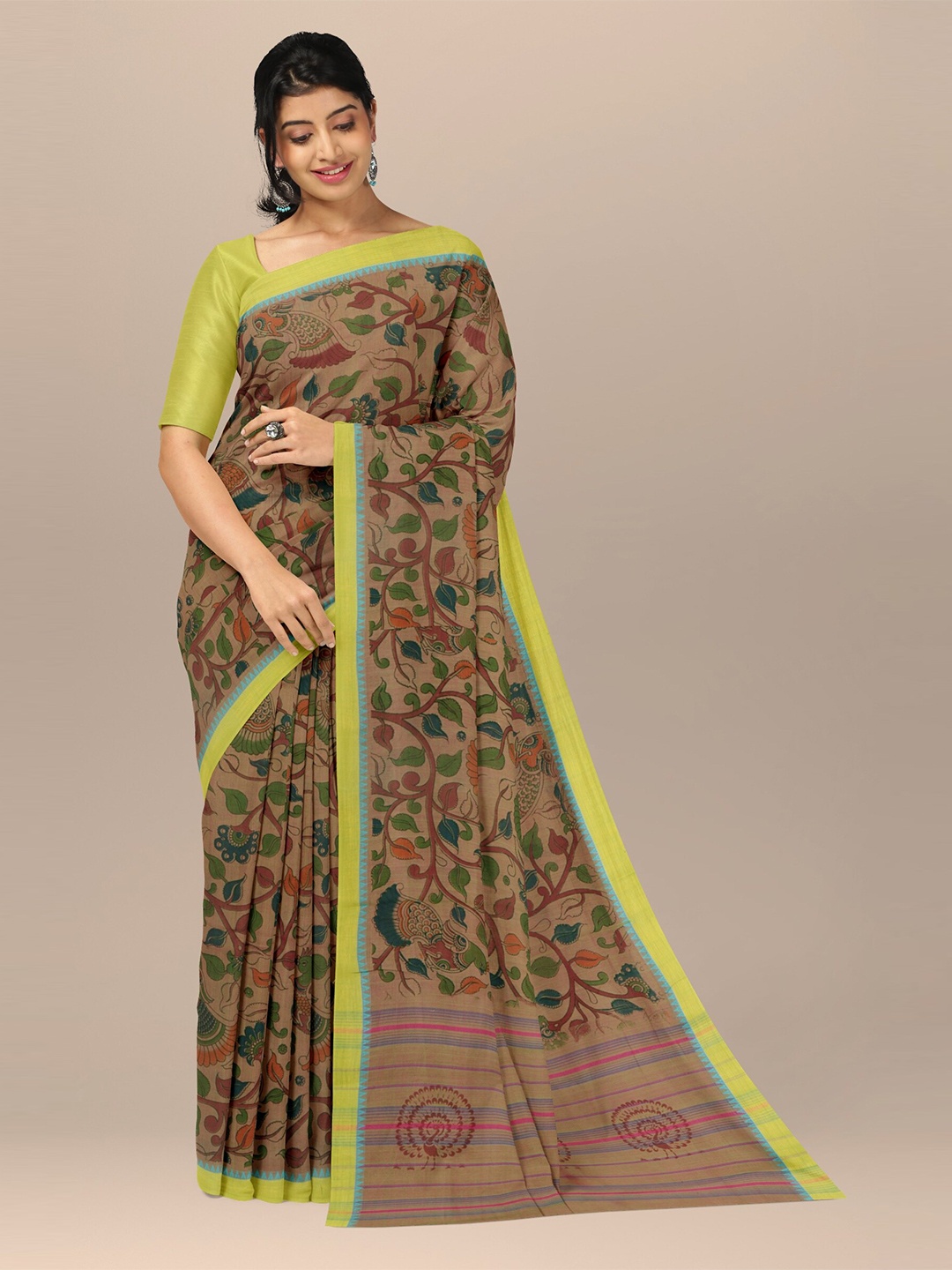 

APCO Printed Pure Cotton Saree, Cream
