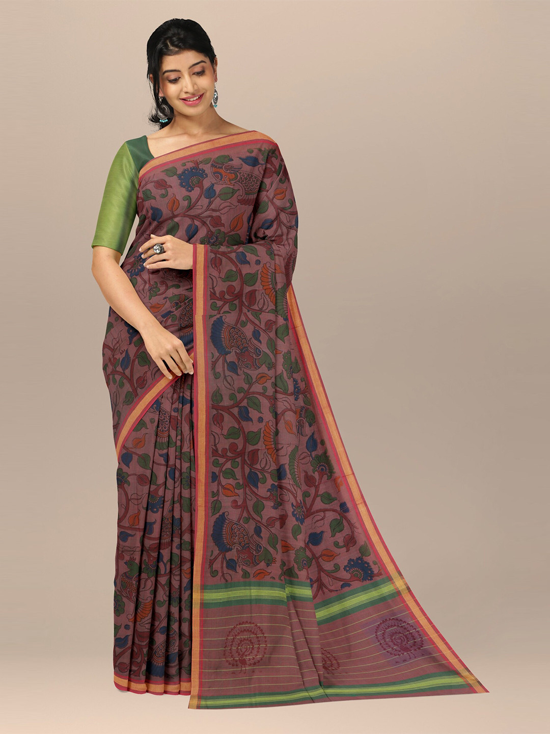 

APCO Floral Printed Pure Cotton Saree, Red