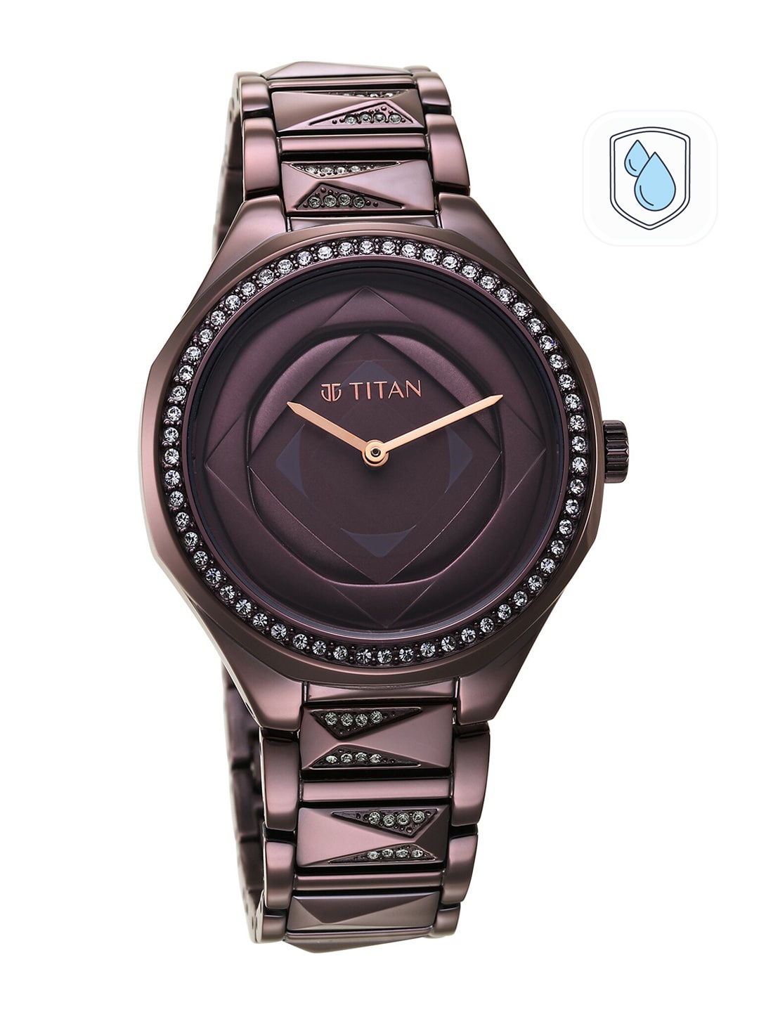 

Titan Women Dial & Stainless Steel Bracelet Style Strap Analogue Watch 95206QM01, Purple