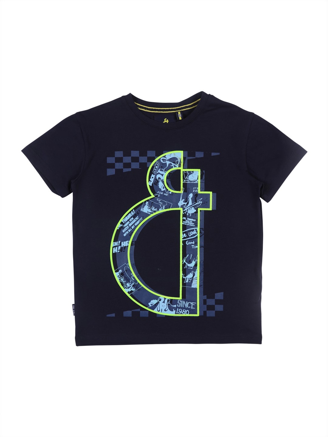 

Gini and Jony Boys Printed Round Neck Cotton T-shirt, Navy blue