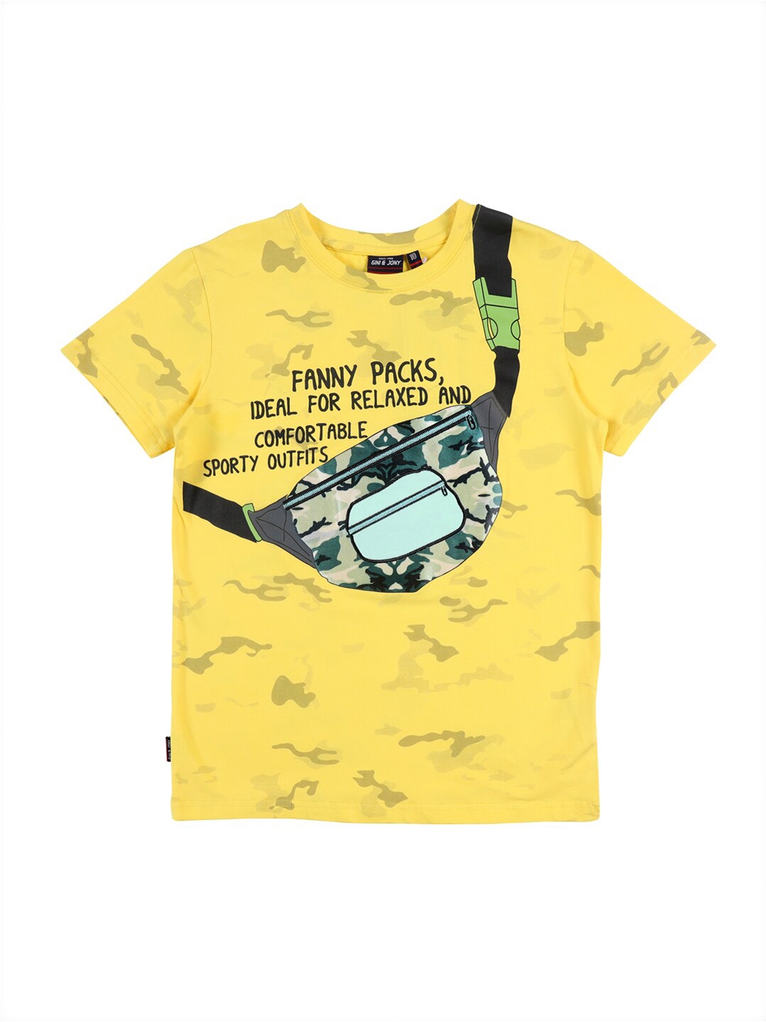 

Gini and Jony Boys Printed Round Neck Cotton T-shirt, Yellow