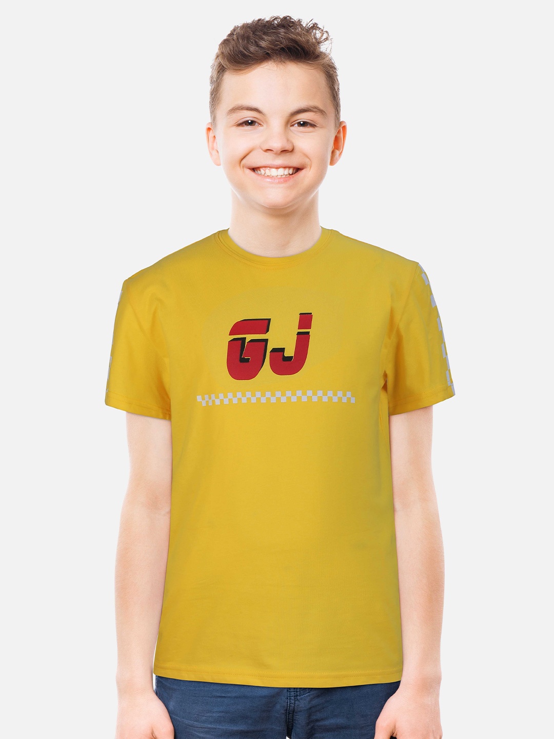 

Gini and Jony Boys Graphic Printed Cotton T-shirt, Yellow