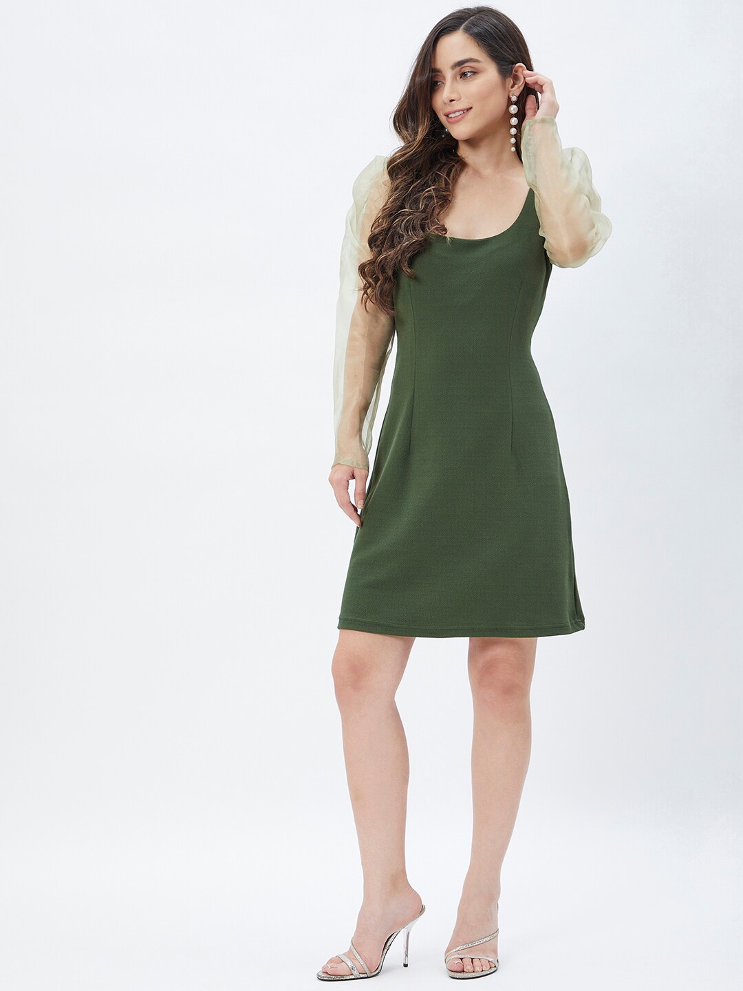 

Kibo Round Neck A-Line Dress, Olive