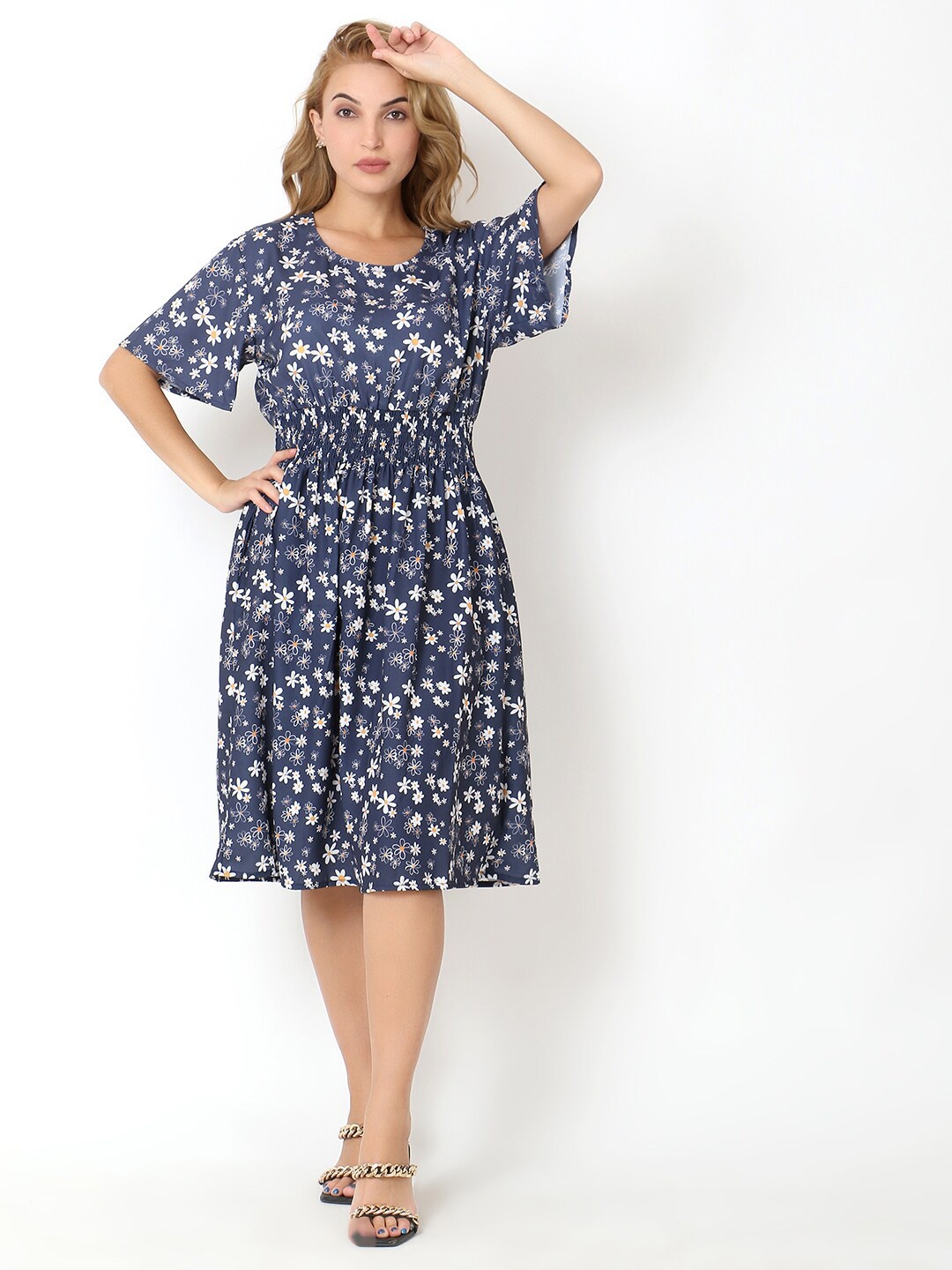 

Again fashions Floral Dress, Blue