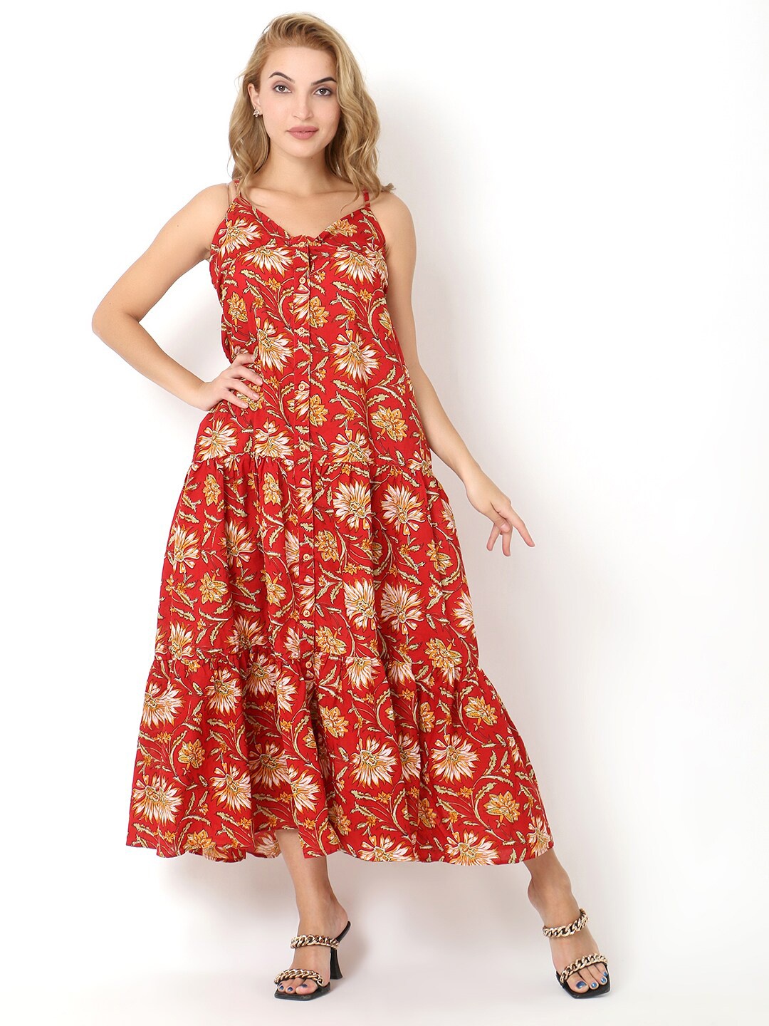 

Again fashions Floral Maxi Maxi Dress, Red