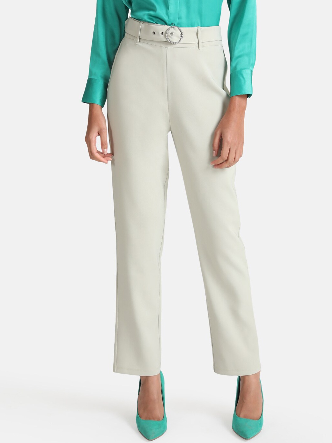 

Kazo Women High-Rise Formal Trousers, Off white