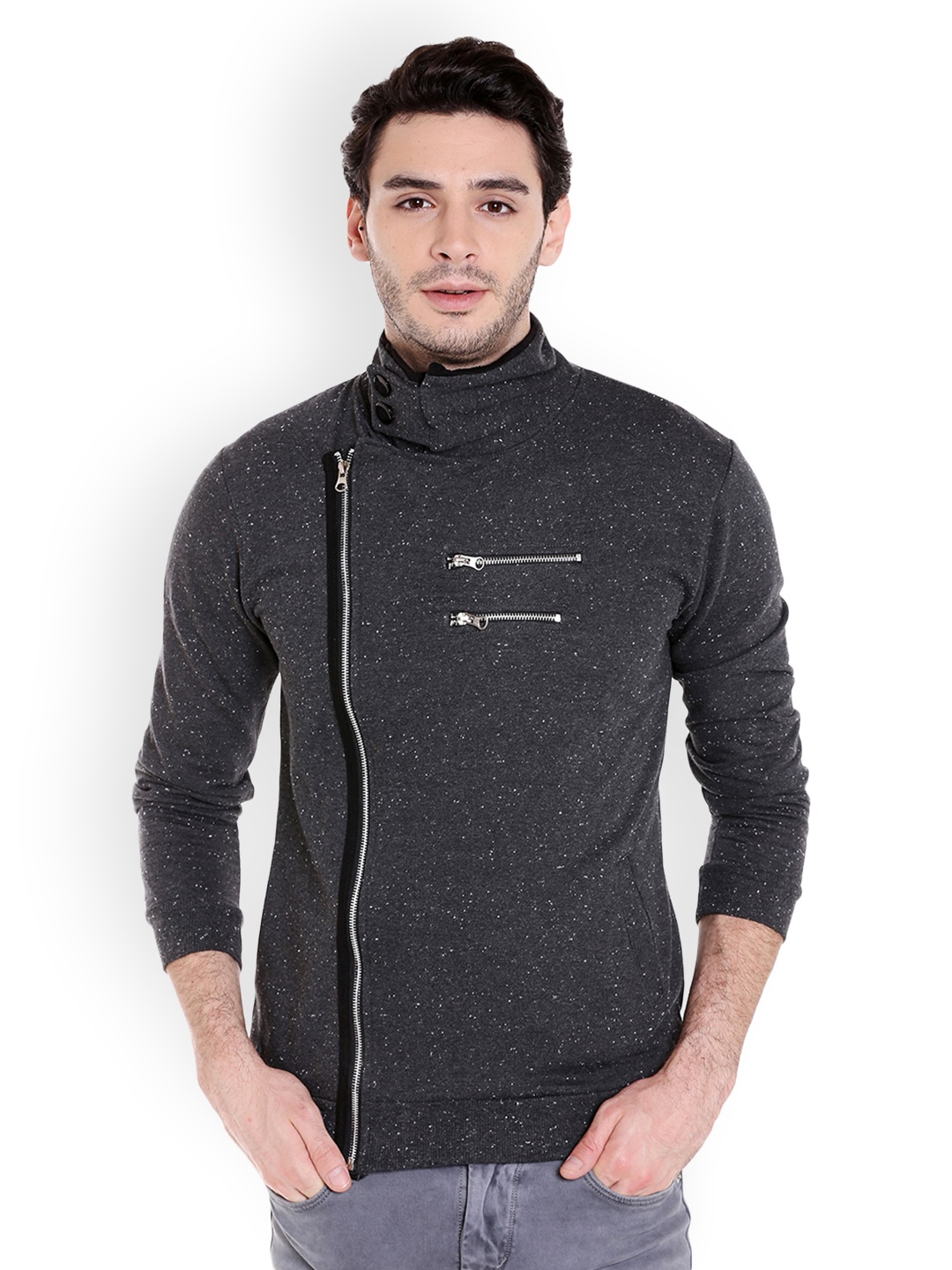 

Campus Sutra Men Charcoal Solid Jacket