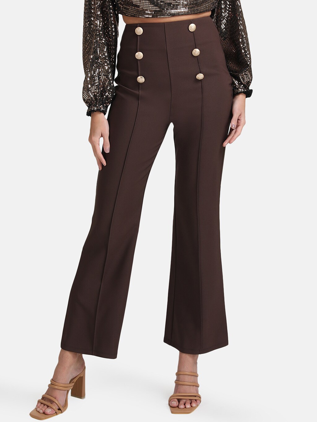 

Kazo Women High-Rise Trousers, Brown