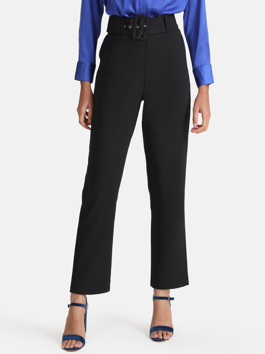 

Kazo Women High-Rise Trousers, Black