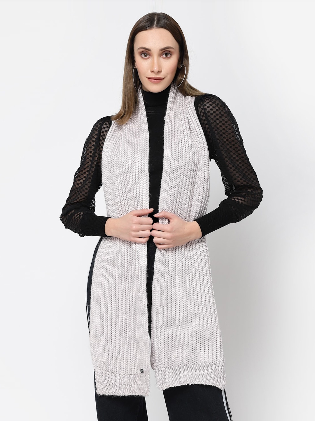 

513 Women Self Design Acrylic Mufflers, Grey