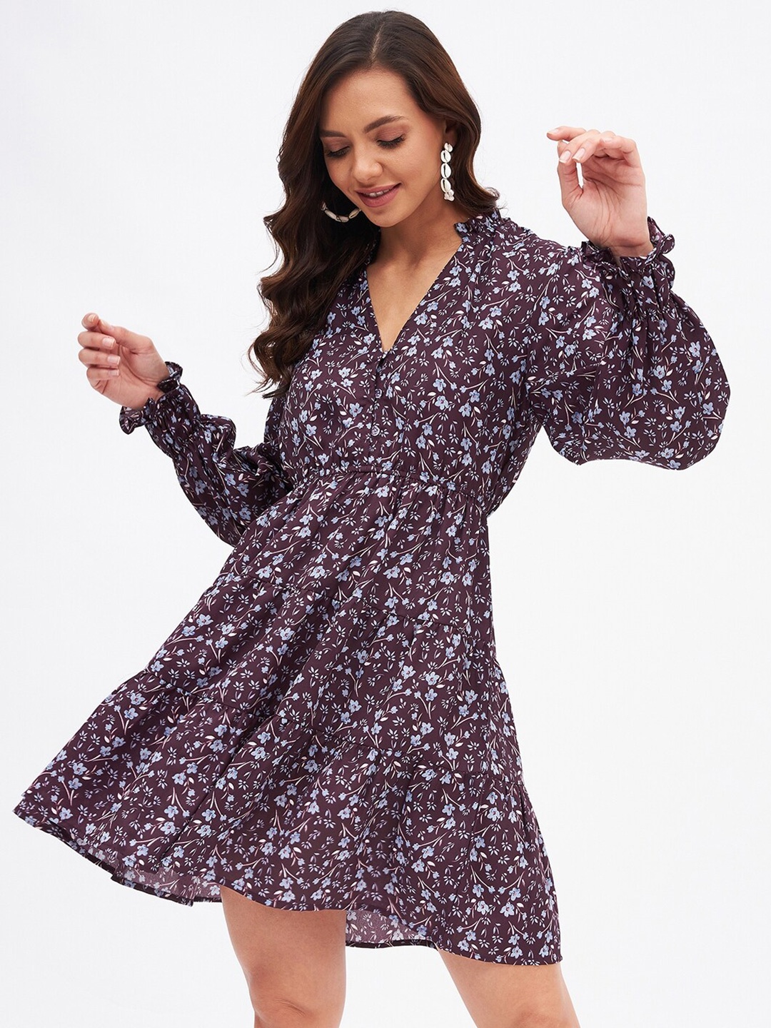 

Kibo Floral Crepe Dress, Burgundy