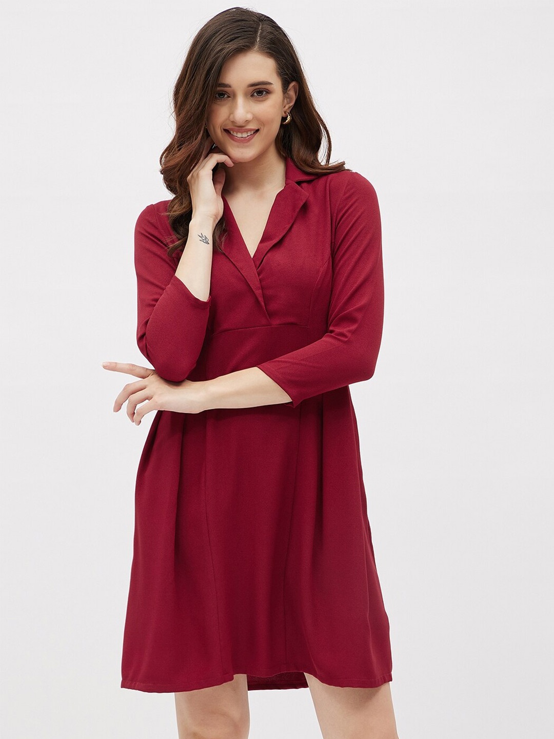 

Kibo Crepe A-Line Dress, Maroon