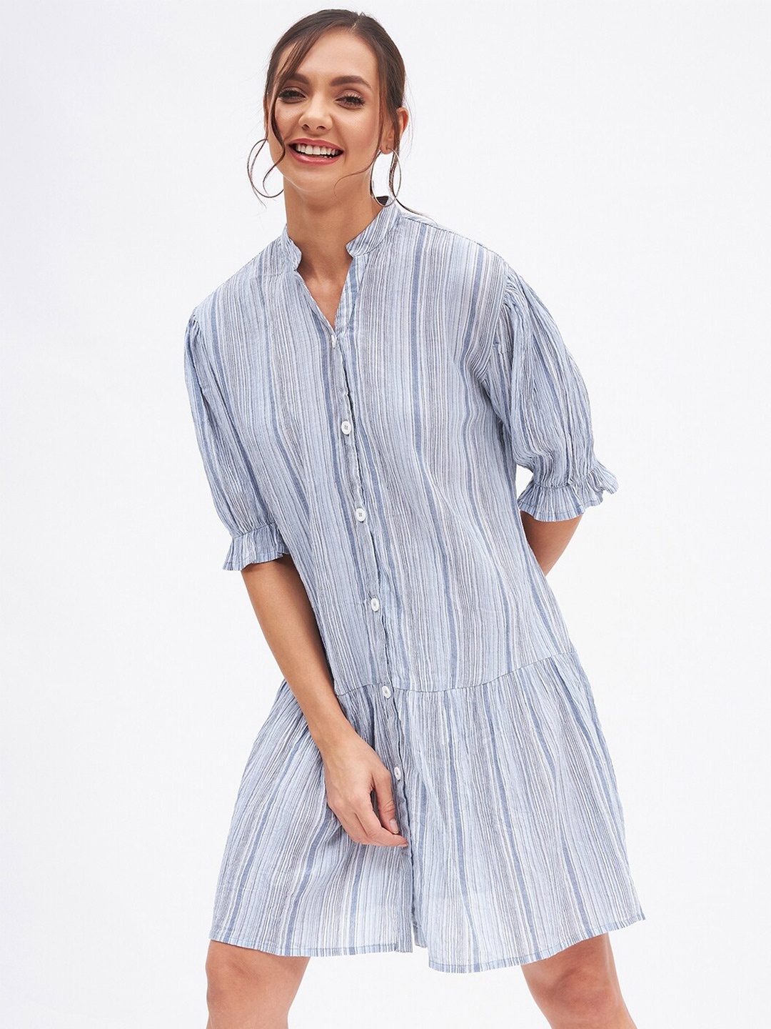 

Kibo Striped Cotton Shirt Dress, Blue