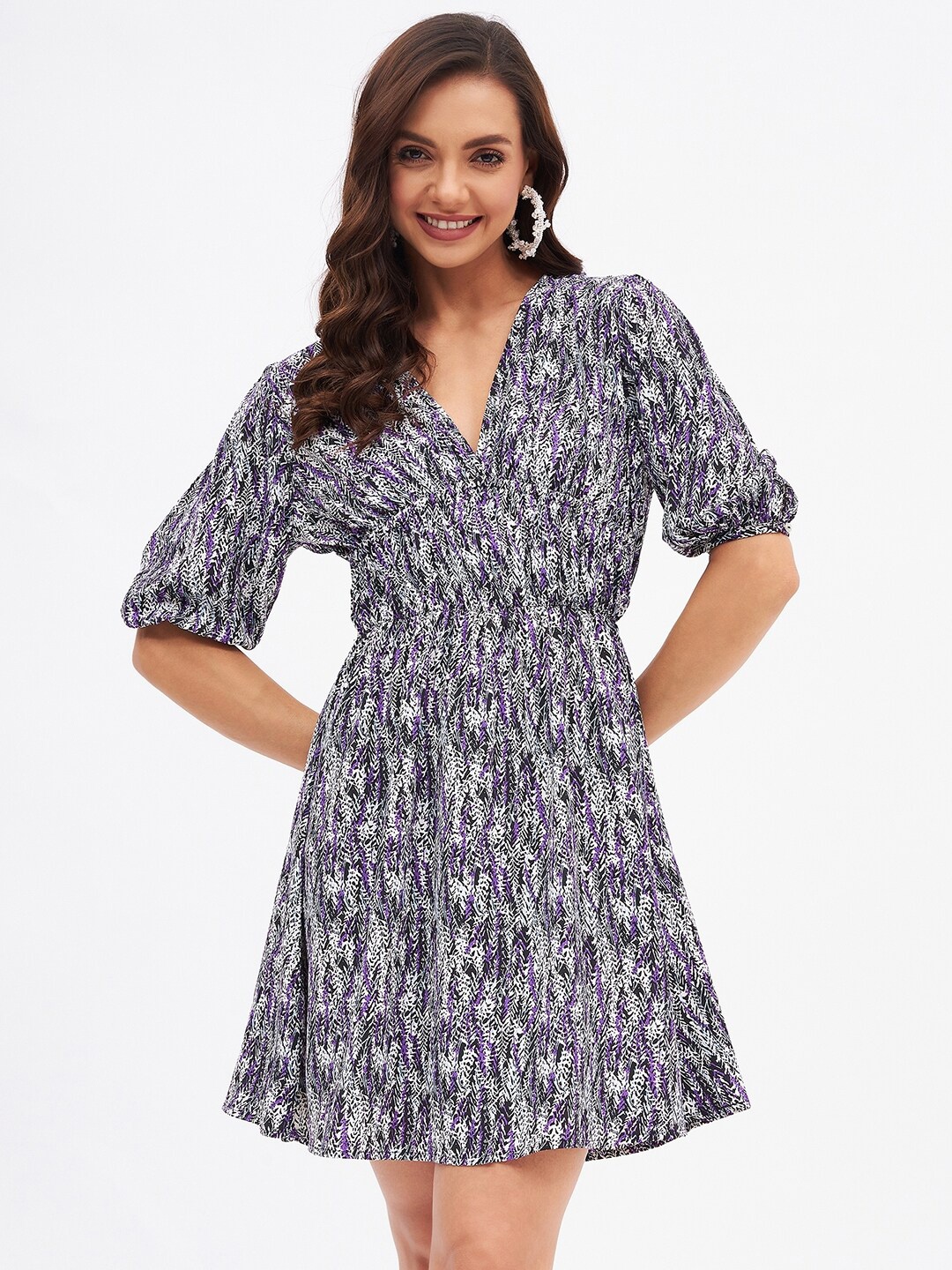 

Kibo Printed V-Neck Dress, Multi