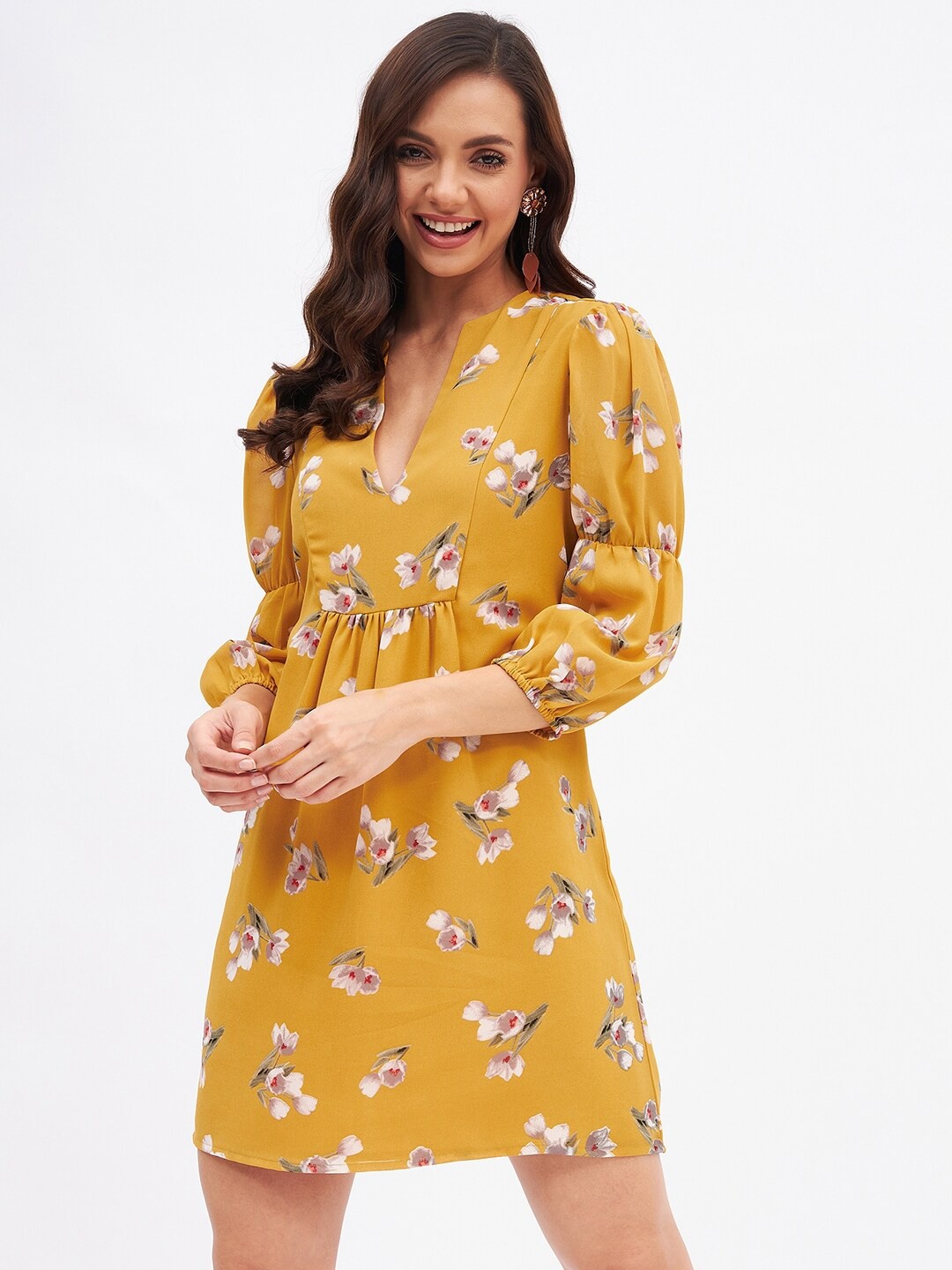 

Kibo Floral Georgette A-Line Dress, Yellow