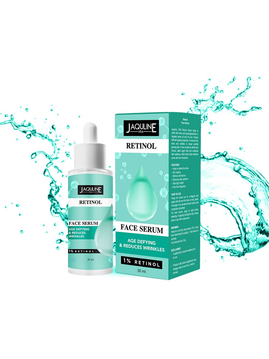 

Jaquline USA Retinol Face Serum for Age Defying & Wrinkle Reduction - 30 ml, Green