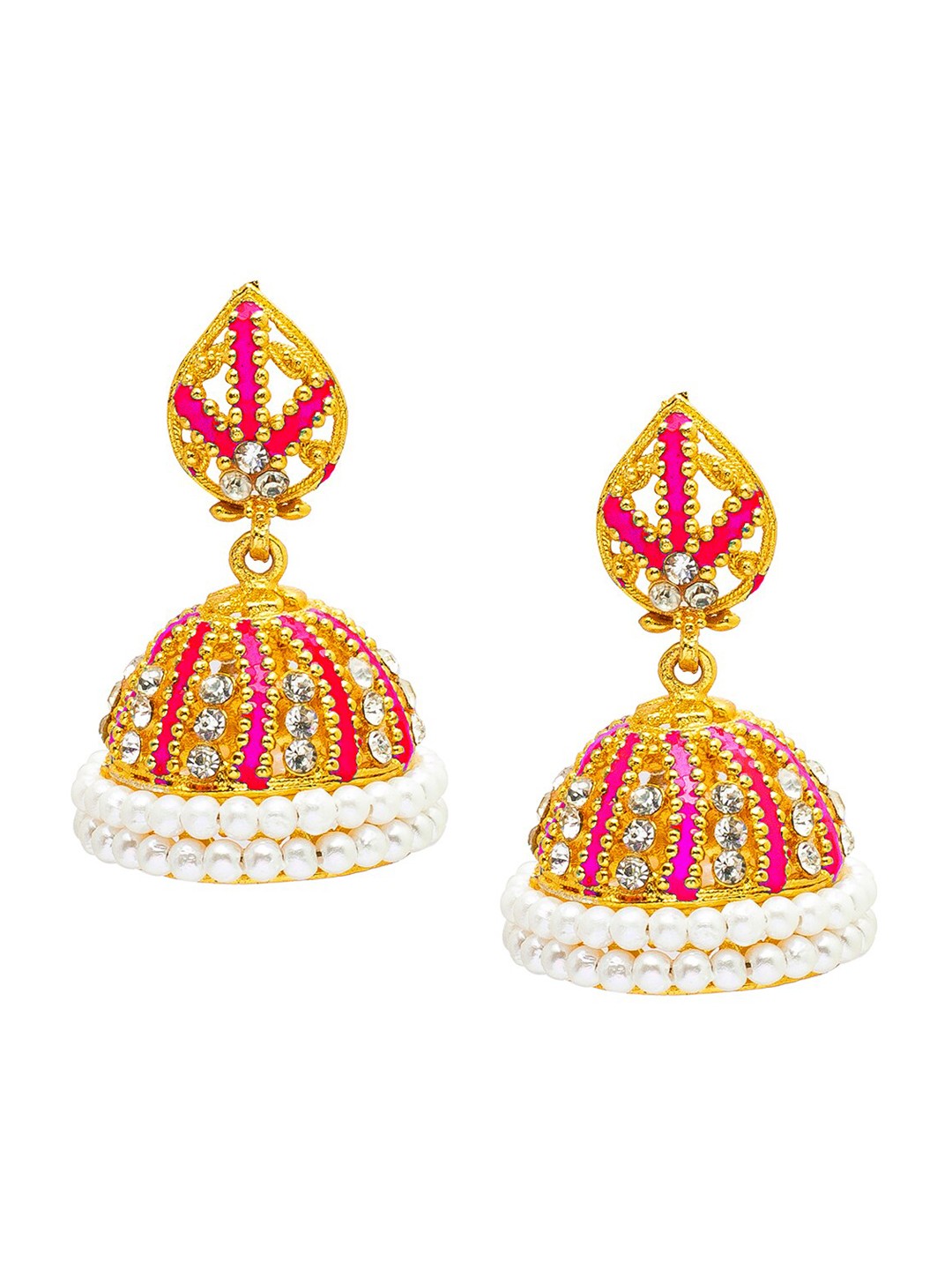 

Shining Jewel - By Shivansh Gold-Plated Dome Shaped Jhumkas Earrings