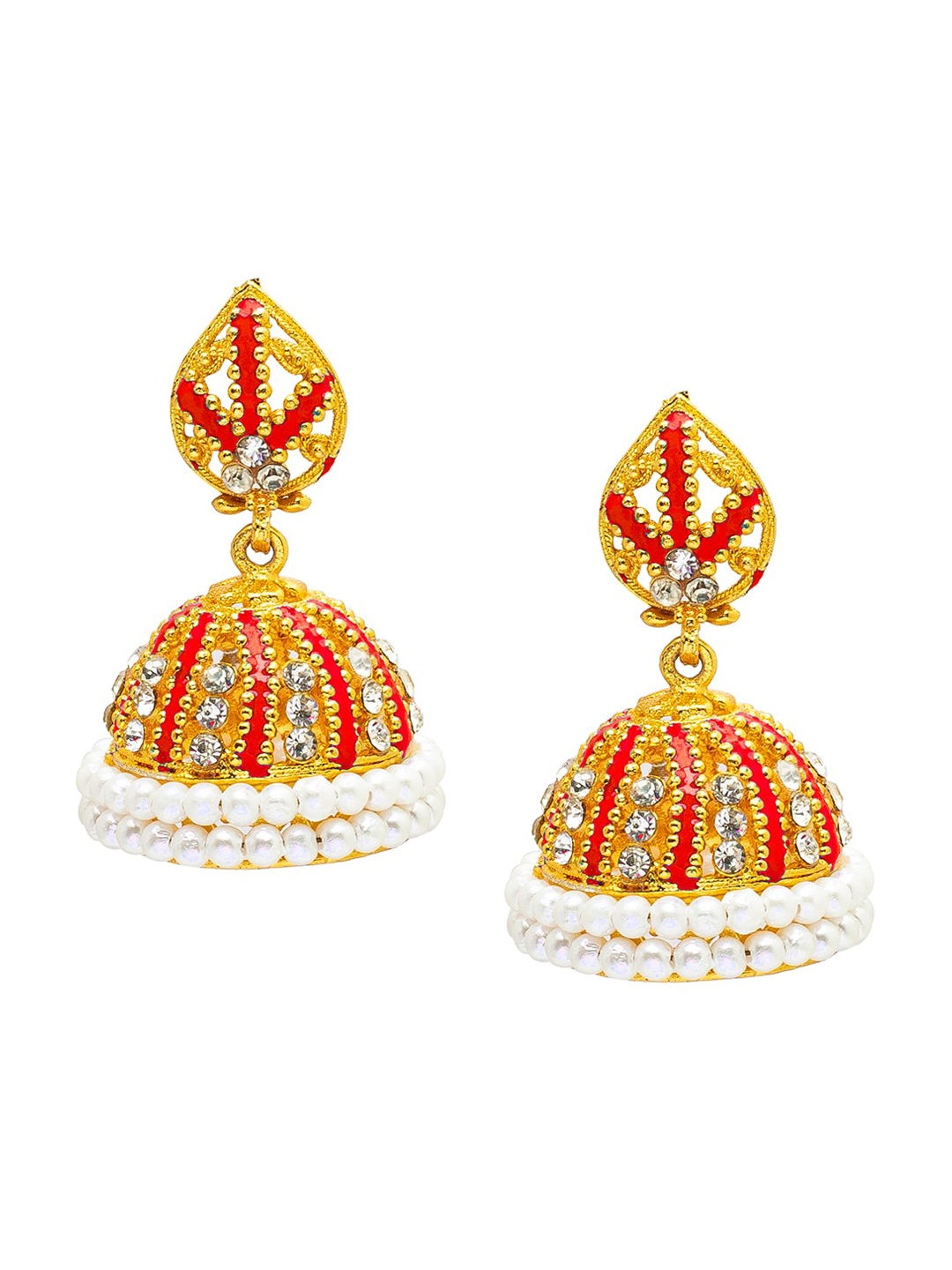 

Shining Jewel - By Shivansh Gold-Plated Dome Shaped Jhumkas Earrings